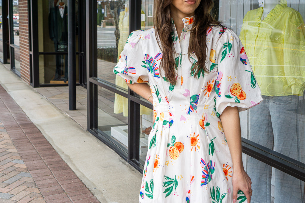 KARLIE CLOTHES Women's Dresses Karlie Toucan Fruit Bubble Hem Dress