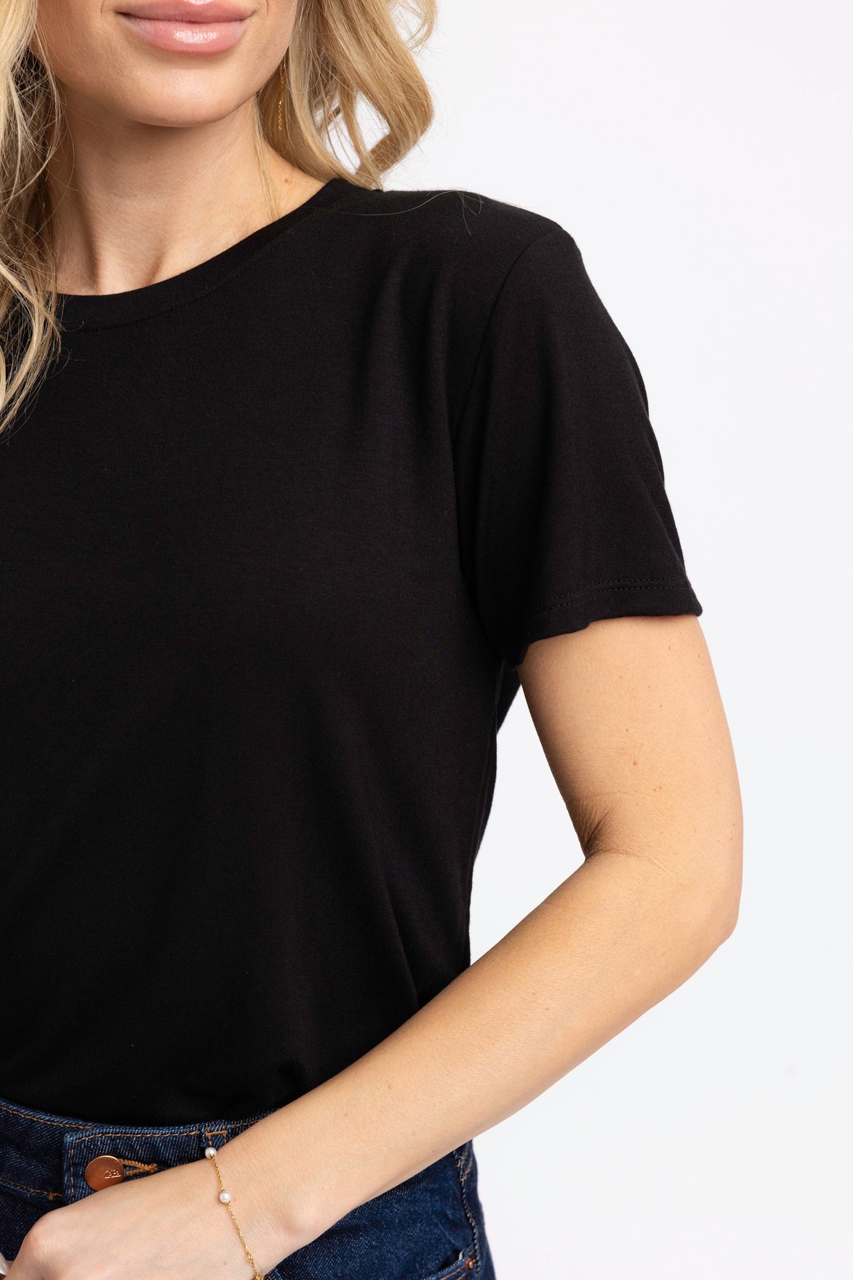 KARLIE CLOTHES Women's Top Karlie Solid Double Layer Crew Tee