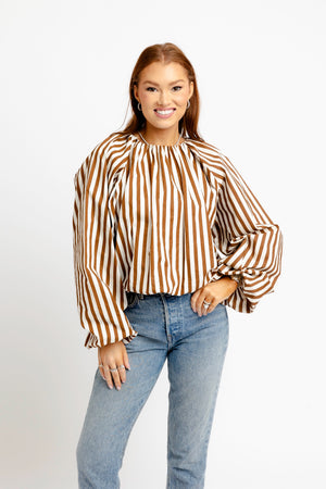 KARLIE CLOTHES Women's Top Karlie Stripe Bubble Top
