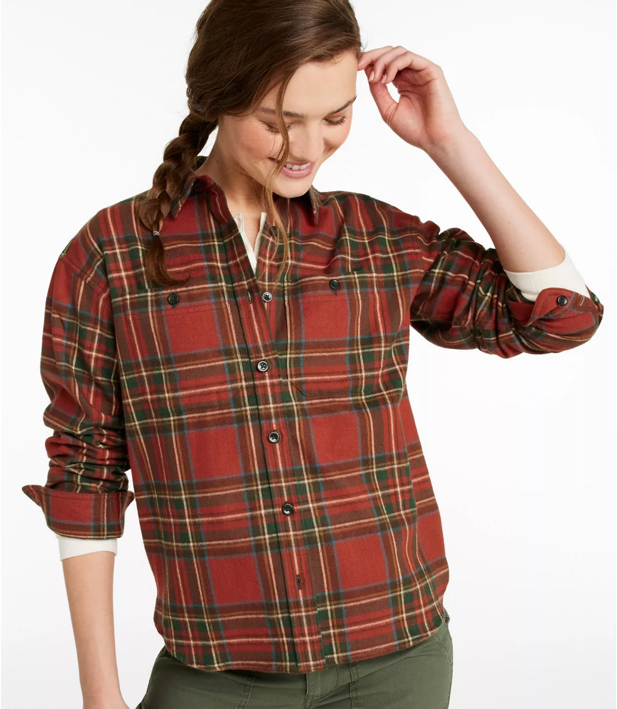 L.L.Bean Women's Shirts ATQ ROYAL STEWART / XS L.L.Bean Women's Scotch Plaid Flannel Shirt, Boyfriend 525847