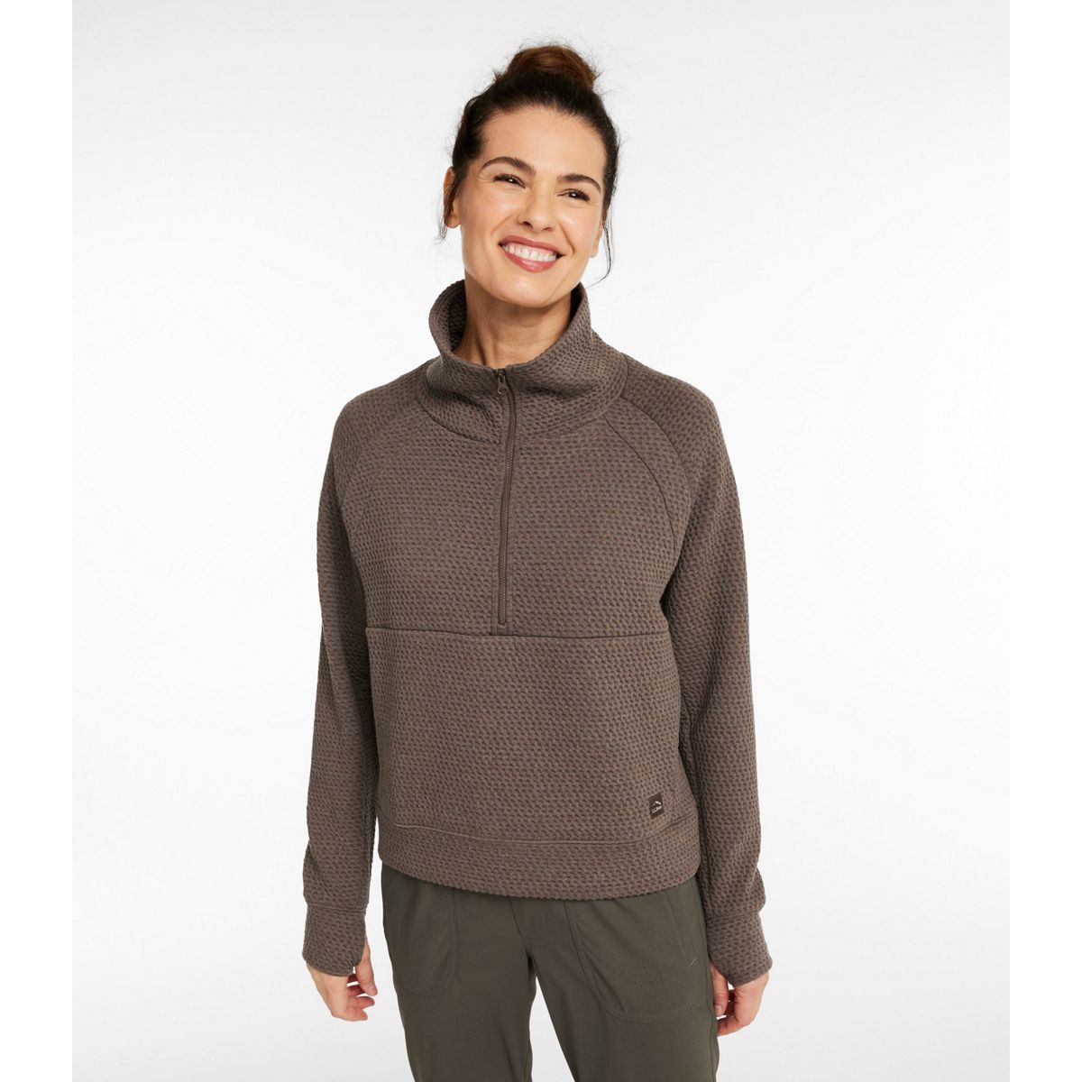 L.L.Bean Women's Sweaters L.L.Bean Women's Ridgeknit Half-Zip Pullover, Oversized