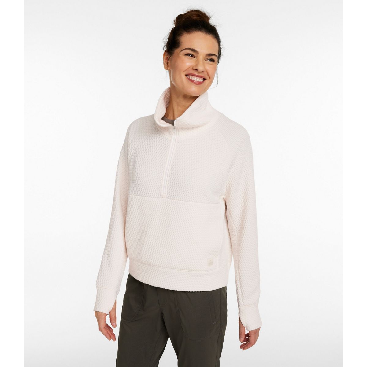 L.L.Bean Women's Sweaters L.L.Bean Women's Ridgeknit Half-Zip Pullover, Oversized