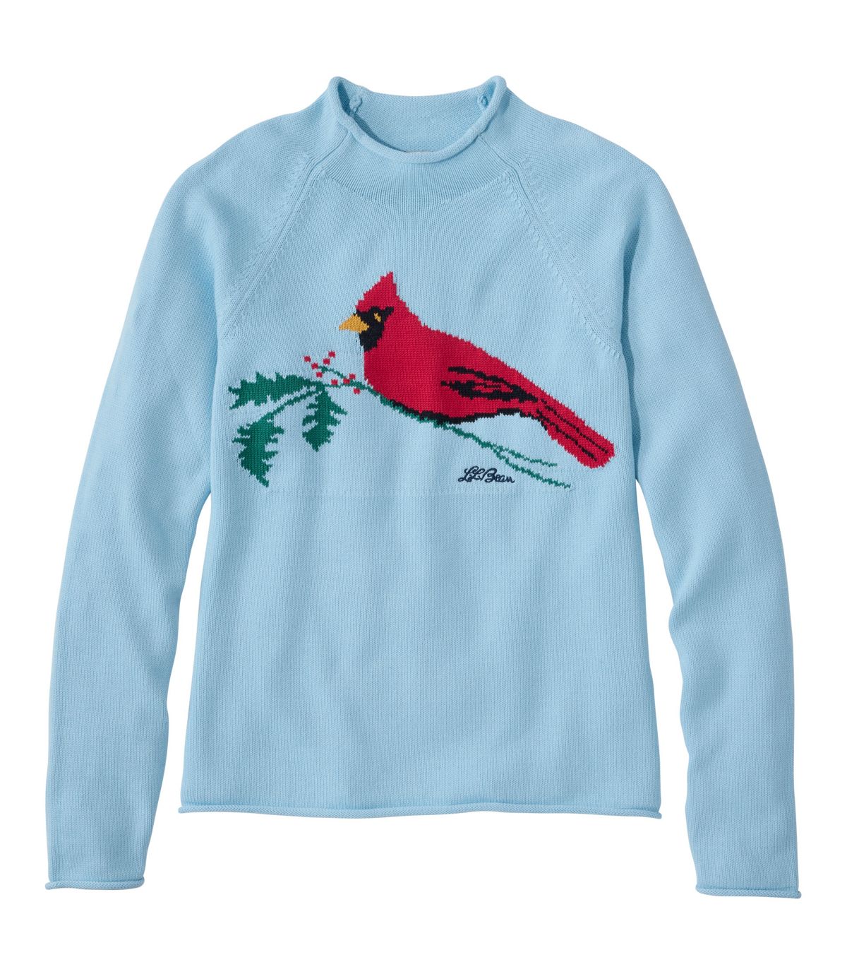 L.L.Bean Women's Sweaters SURF BLUE CARDINAL / XS L.L.Bean Women's The Original Double L® Sweater, Novelty Rollneck 528422S