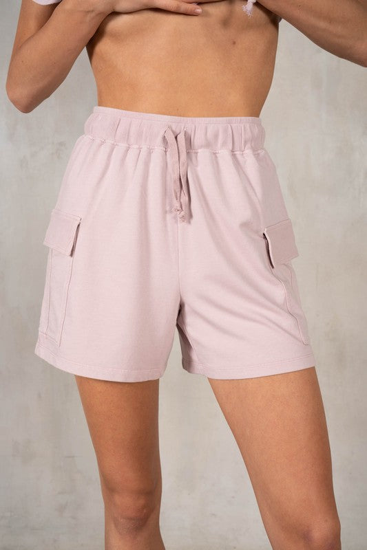 LABIZ Women's Shorts Cotton Modal Terry Cargo Pocket Shorts || David's Clothing