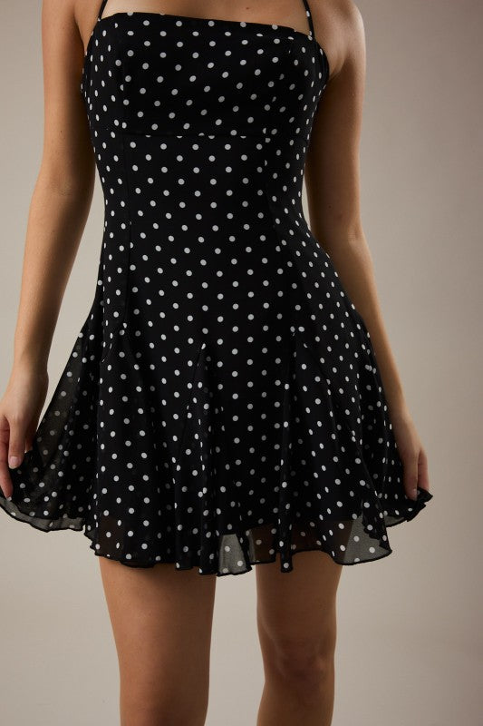 LELIS COLLECTION Women's Dresses Halter Straight Neckline Polka Dot Mini Dress