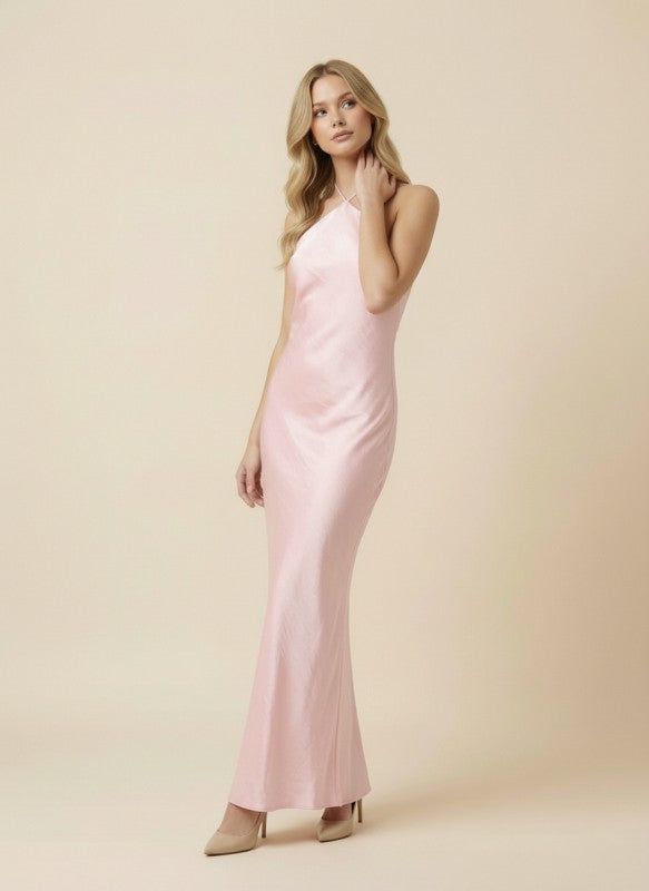 LENA Women's Dresses Satin Maxi Dress With Adjustable Back Tie Closure