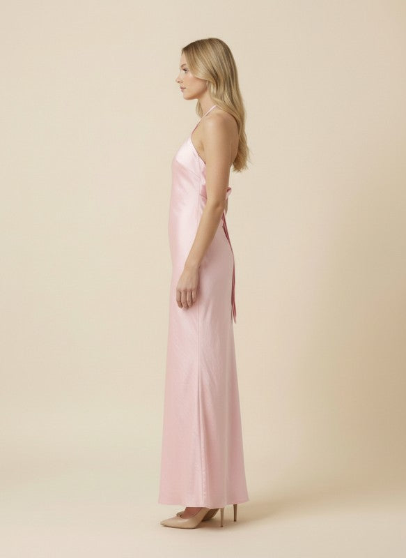 LENA Women's Dresses Satin Maxi Dress With Adjustable Back Tie Closure