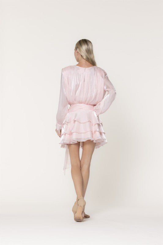 LENA Women's Skirts Shimmer Organza Blouse & Mini Skirt Set