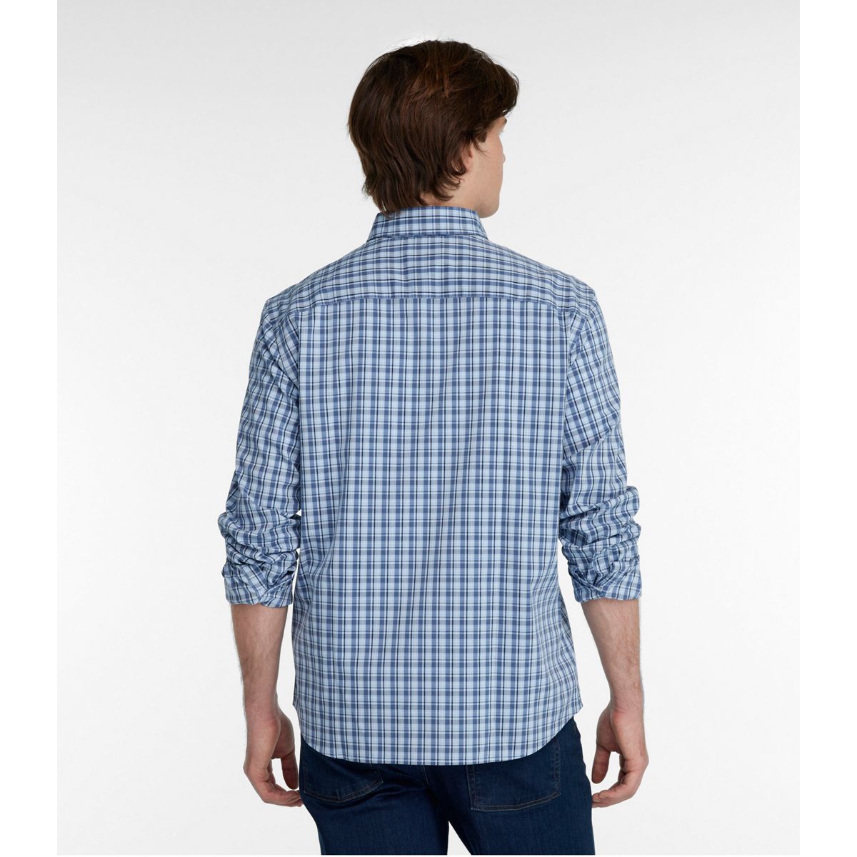 LL Bean 11-Mens Woven Shirt L.L.Bean Men's Comfort Stretch Performance® Shirt, Long-Sleeve, Slightly Fitted Untucked Fit, Plaid