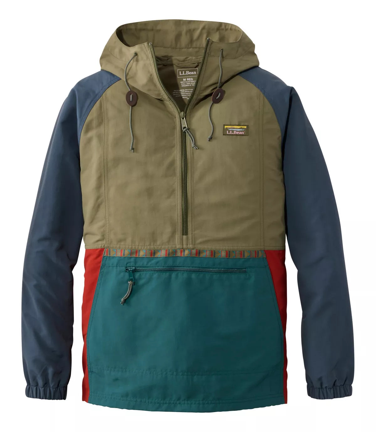 LL Bean Men's Outerwear OLIVE GRAY/SHADE TEAL / S L.L. Bean Men's Mountain Classic Anorak, Multi-Color 50527158468