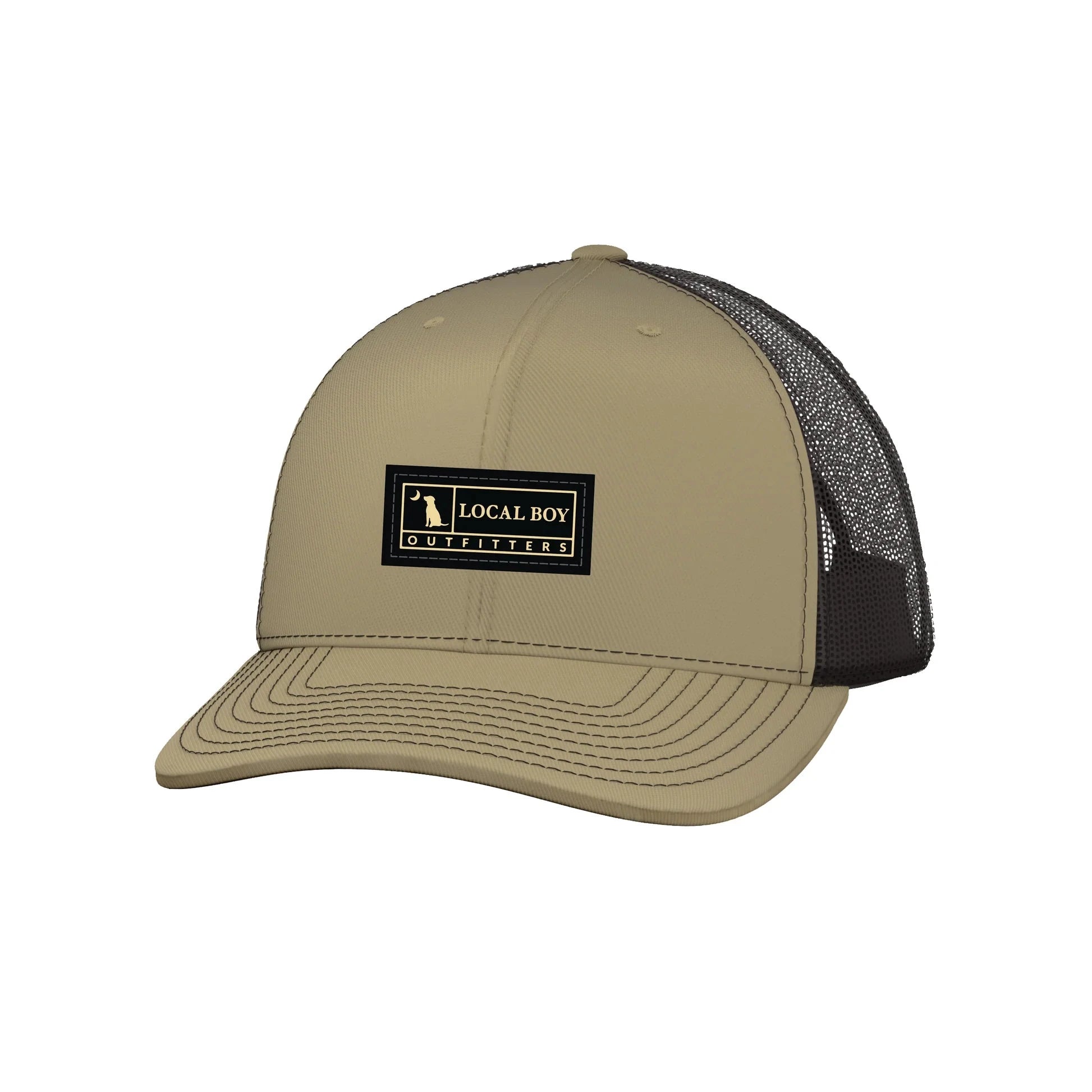 LOCAL BOY OUTFITTERS Men's Hats KHAKI/COFFEE / OS Local Boy Woven Label Trucker Hat || David's Clothing L3000003KHC