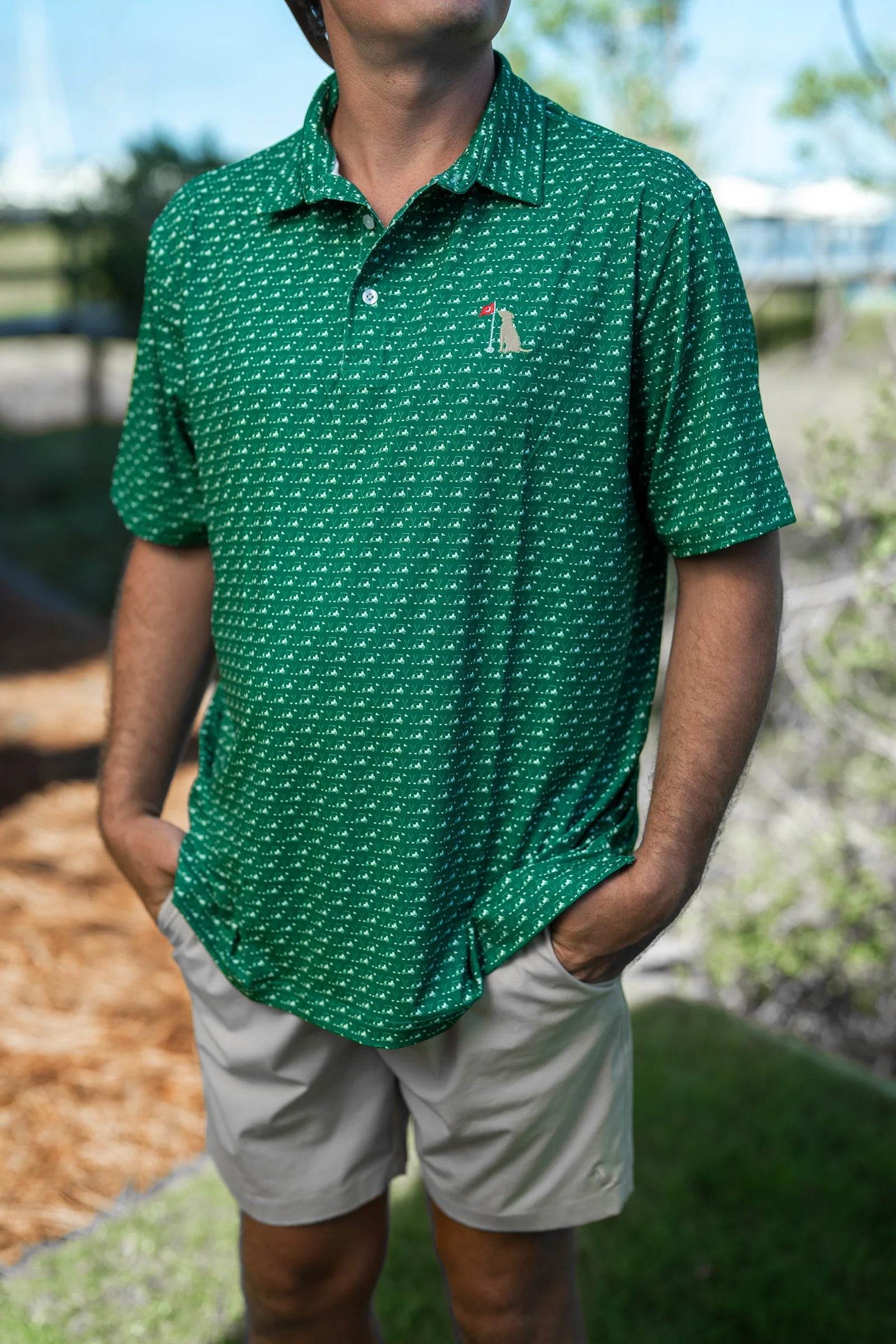 LOCAL BOY OUTFITTERS Men's Polo Local Boy Green Golf Polo || David's Clothing