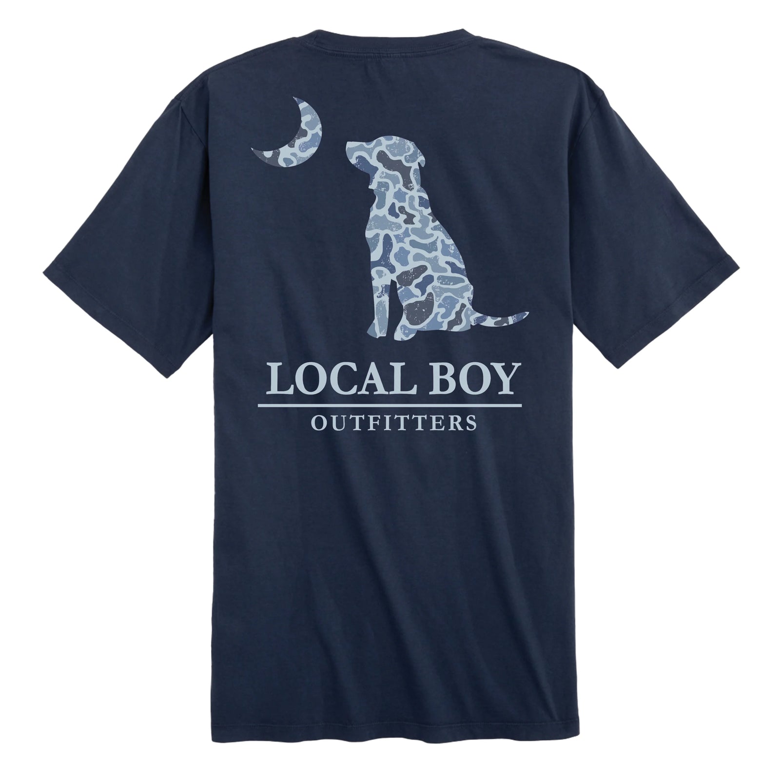 LOCAL BOY OUTFITTERS Men's Tees Local Boy Distressed LCF Cobalt Dog & Moon T-Shirt