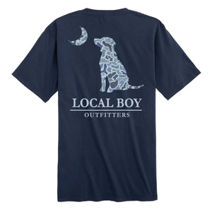 LOCAL BOY OUTFITTERS Men's Tees Local Boy Distressed LCF Cobalt Dog & Moon T-Shirt