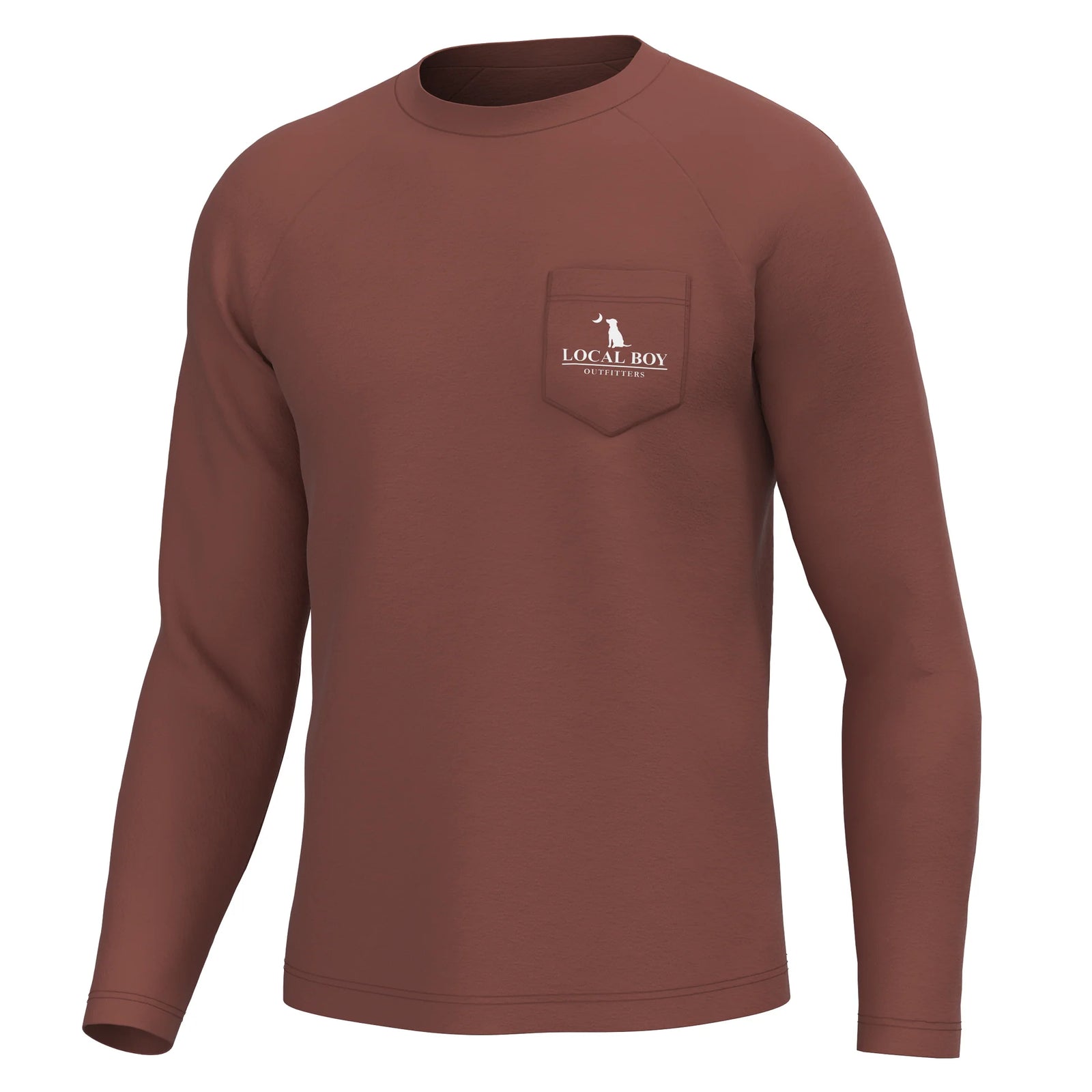 LOCAL BOY OUTFITTERS Men's Tees MAHOGANY / S Local Boy High Badge OD Long Sleeve Heather Performance Shirt L1410011MGNY