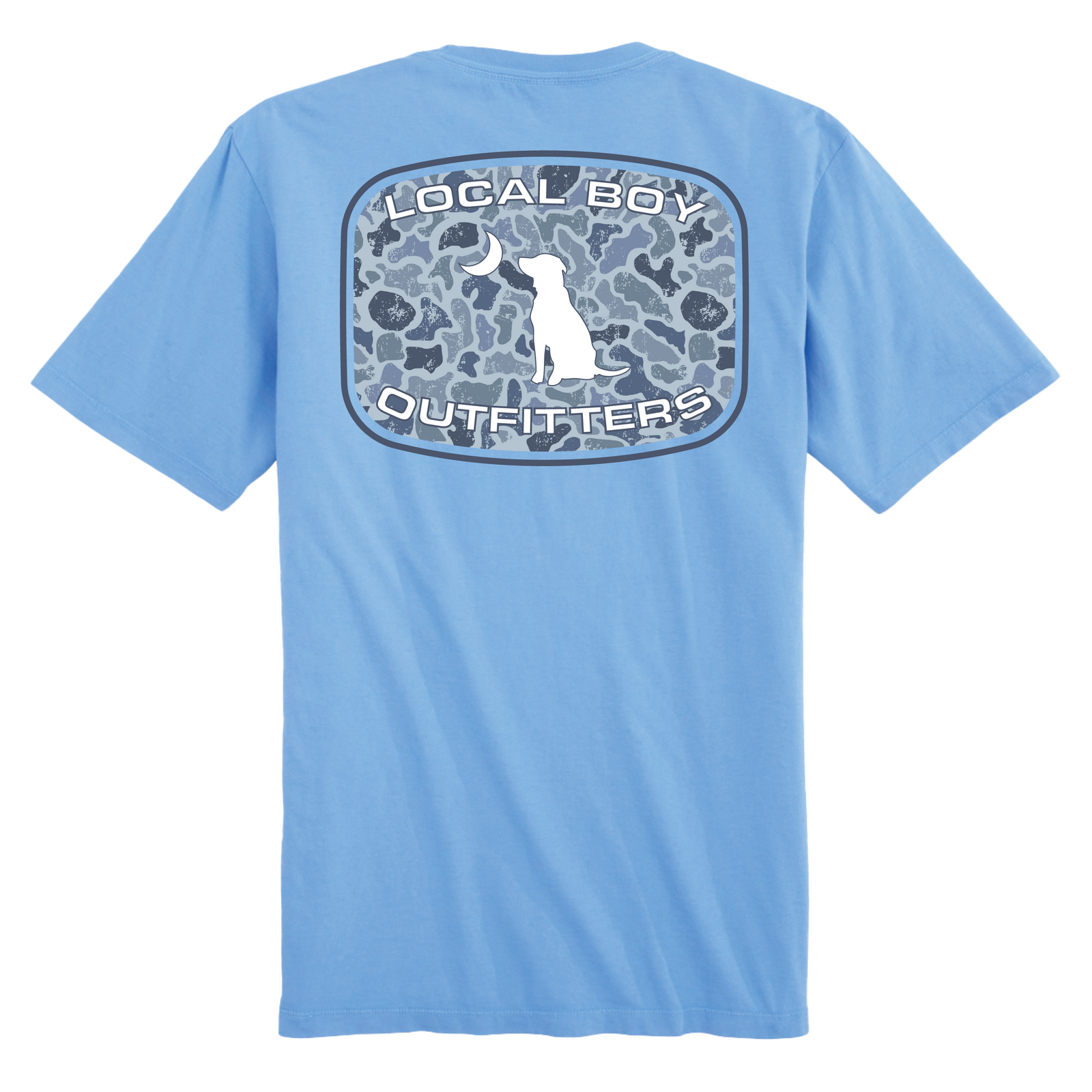 LOCAL BOY OUTFITTERS Men's Tees WASHED DENIM / S Local Boy Men's Distressed LCF Cobalt Patch T-Shirt L1000783WDM