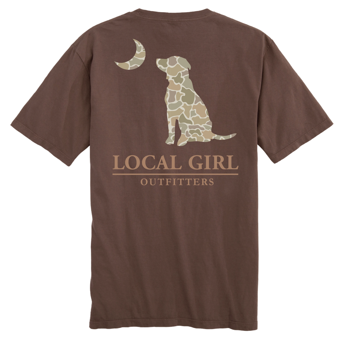 LOCAL GIRL Women's Tee Local Girl Forest Camo Desert Dog & Moon T-Shirt