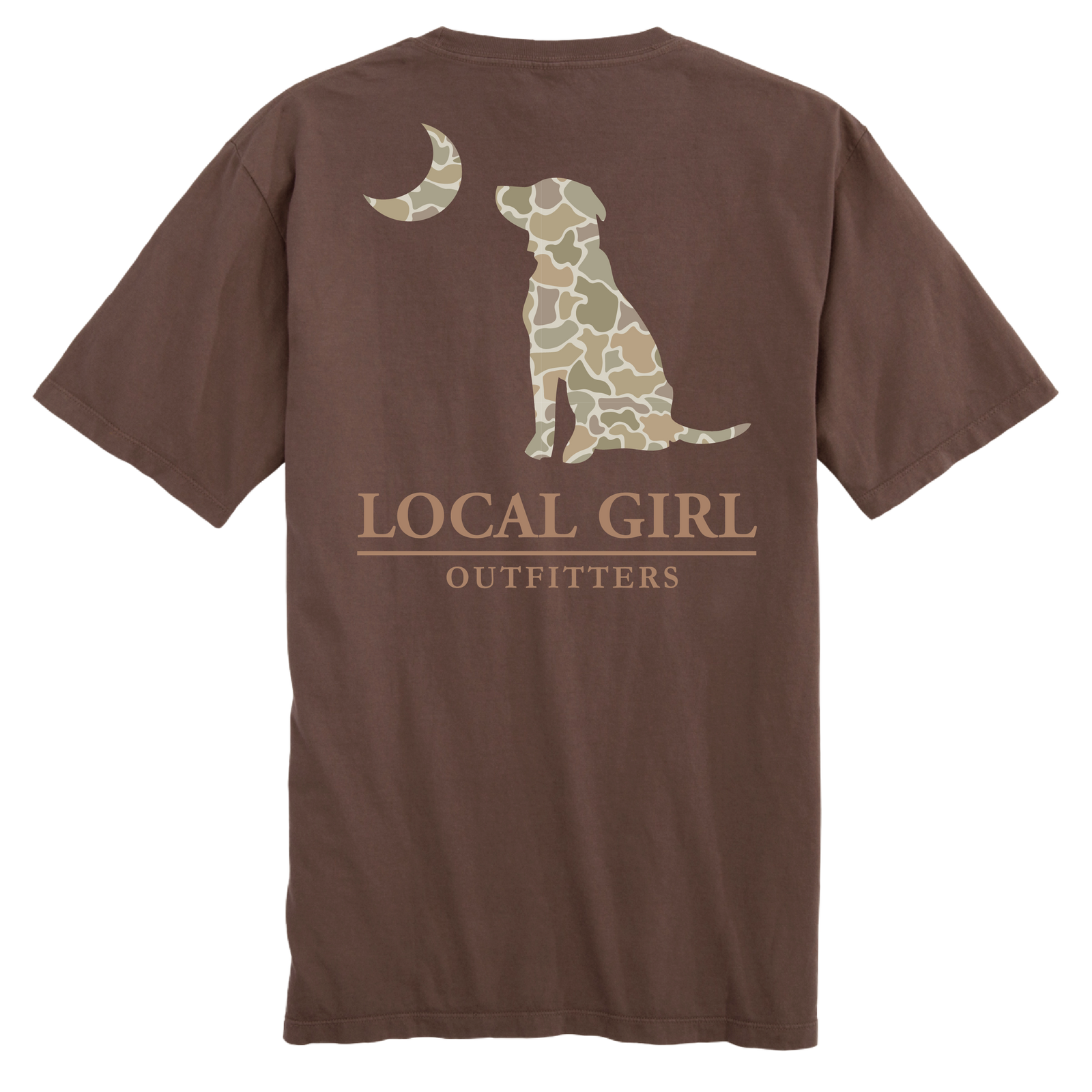 LOCAL GIRL Women's Tee Local Girl Forest Camo Desert Dog & Moon T-Shirt