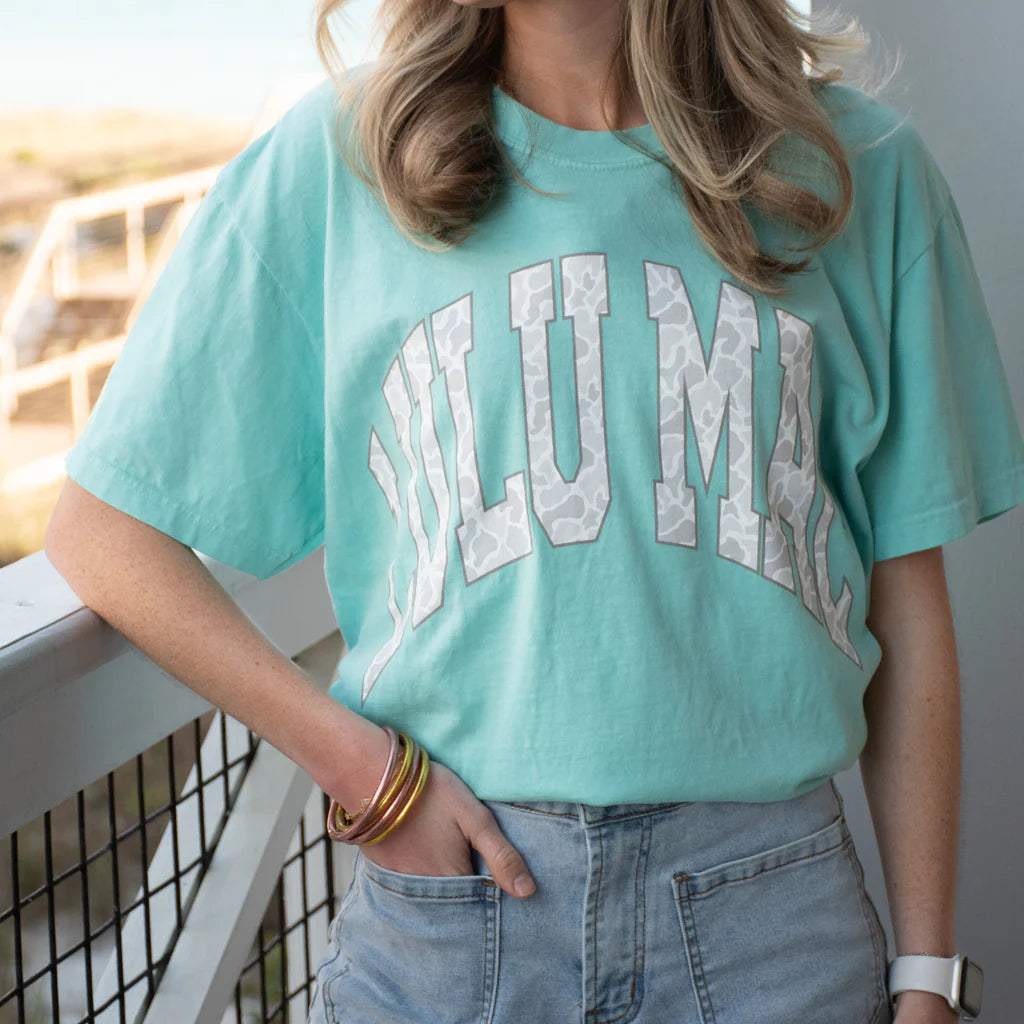 LU LU MAC Women's Tee Lulu Mac Camo Chalky Mint Comfort Colors Tee
