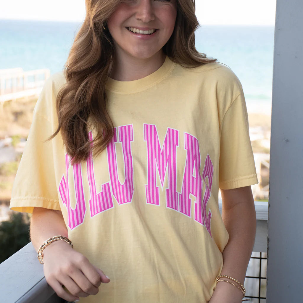 LU LU MAC Women's Tees Lulu Mac Stripe Adult Butter Comfort Colors Tee