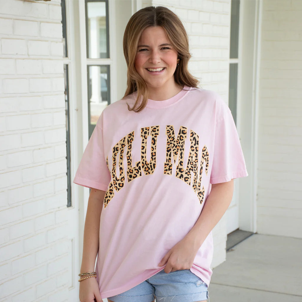 LU LU MAC Women's Top BLOSSOM / S Lulu Mac Leopard Print Logo Tee LM-LPBL