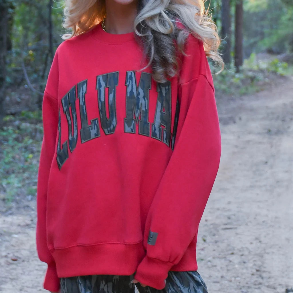 LU LU MAC Women's Top RED / XS Lulu Mac Mossy Oak Bottomland Oversized Sweatshirt LM-SW-1010