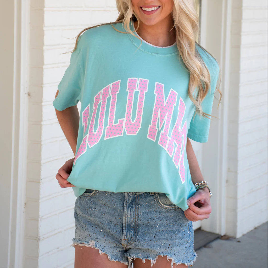 LULUMAC Women's Tee Lulu Mac Polka Dot Chalky Mint Comfort Colors Tee
