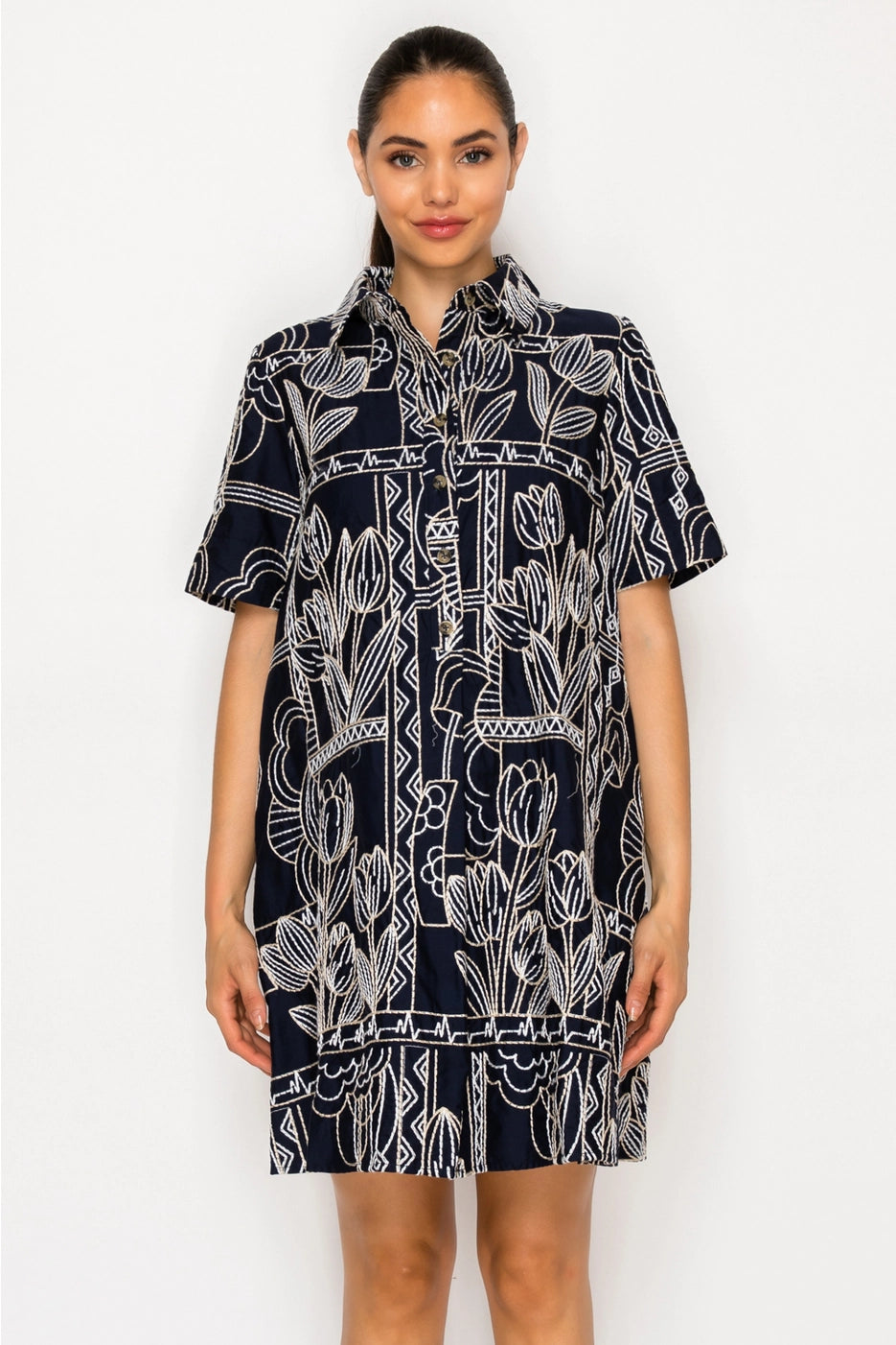 MEET ME IN SANTORINI Women's Dresses Selene's Stitch Shirt Dress