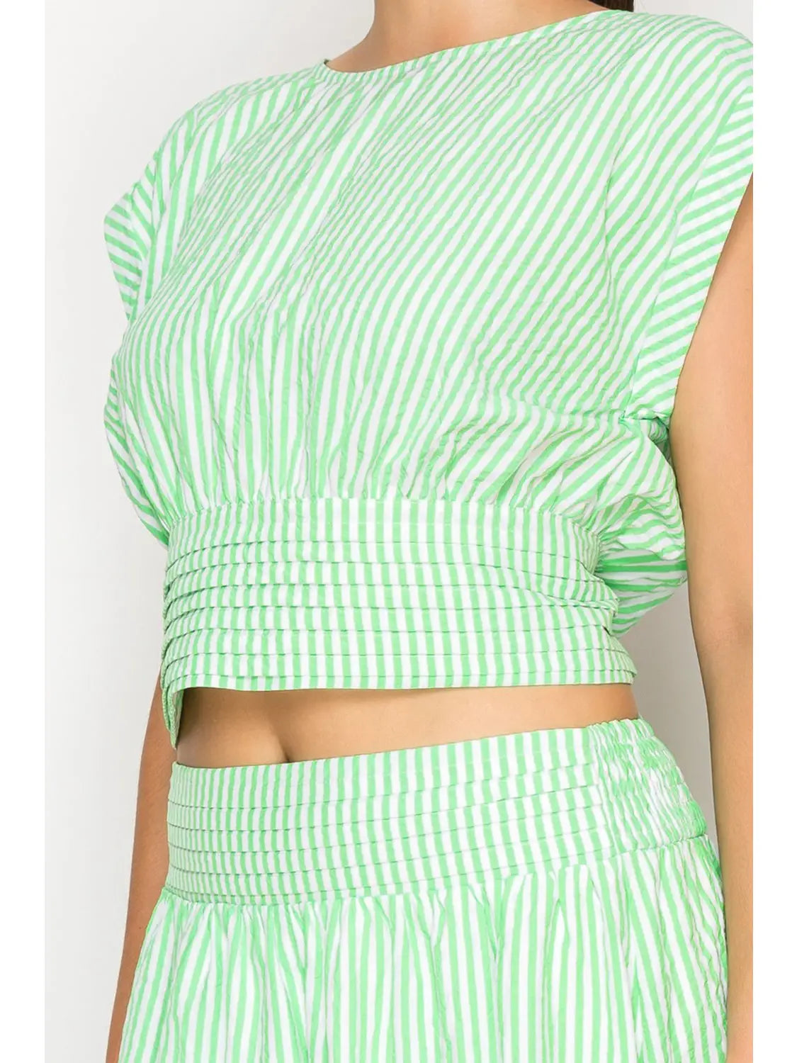 MEET ME IN SANTORINI Women's Skirts Verde Stripe Set