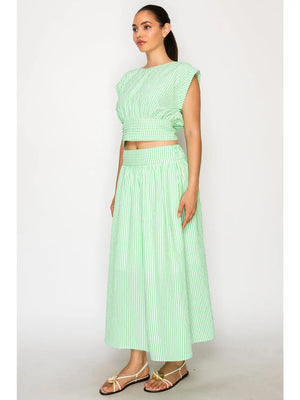 MEET ME IN SANTORINI Women's Skirts Verde Stripe Set