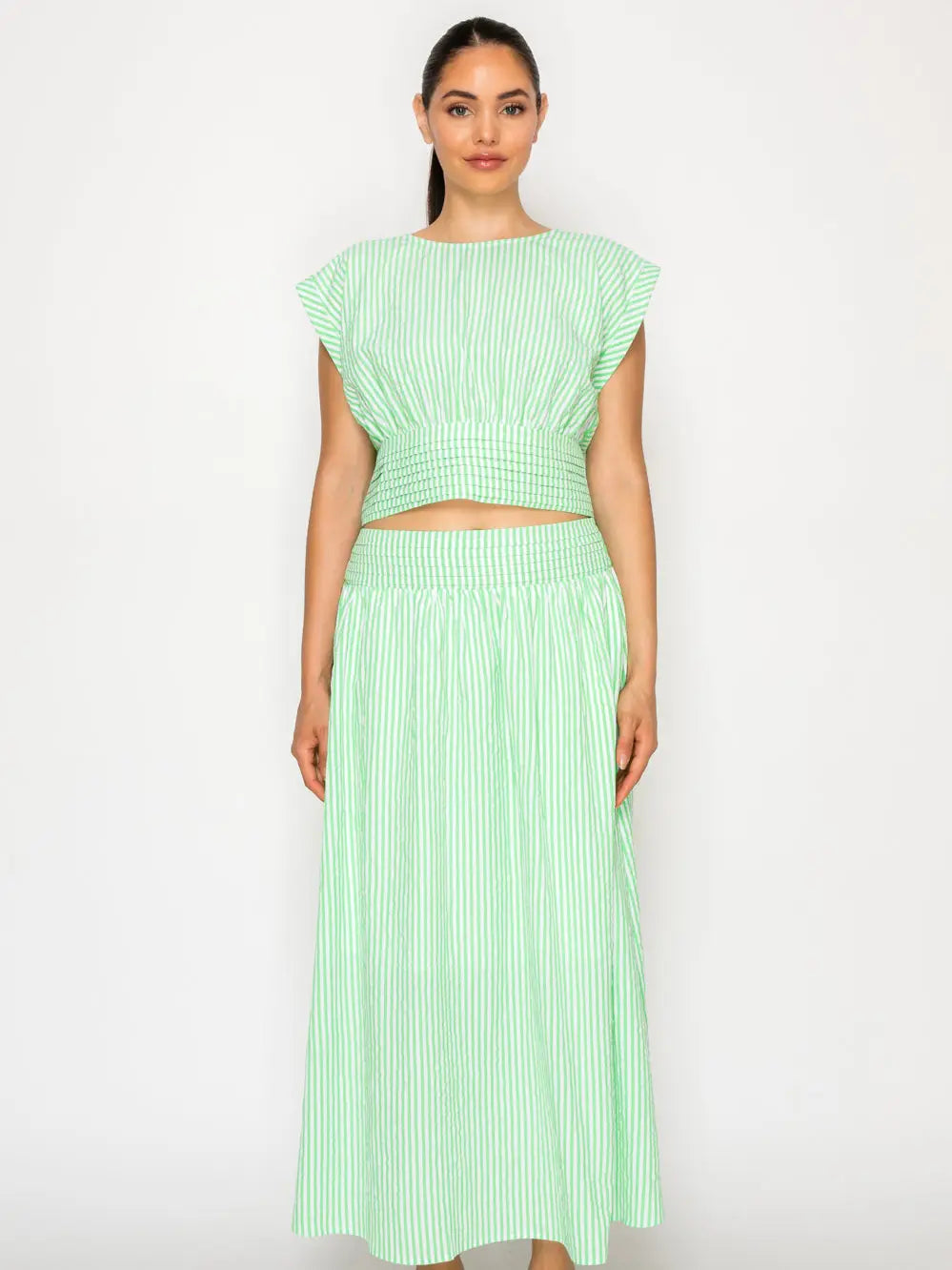 MEET ME IN SANTORINI Women's Skirts Verde Stripe Set