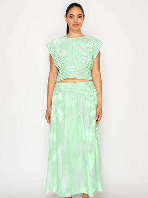 MEET ME IN SANTORINI Women's Skirts Verde Stripe Set