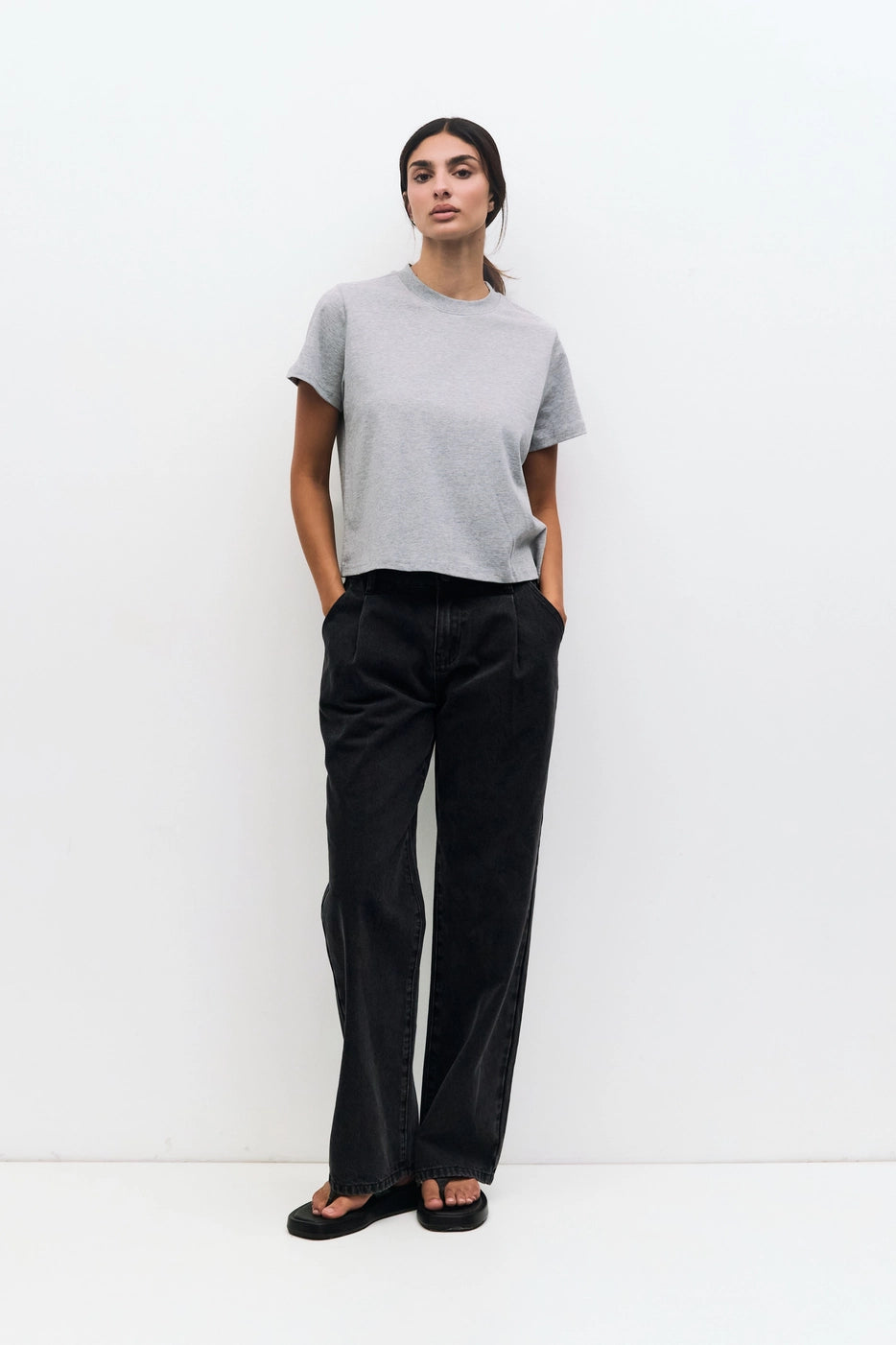 MOD REF CLOTHIN Women's Top H GREY / S The Lanie Top | Women's Heavyweight Cotton T-Shirt TM1773