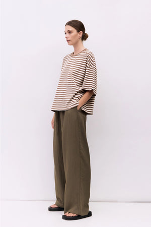 MOD REF CLOTHIN Women's Top The Max Top | Striped Boxy Elbow Tee