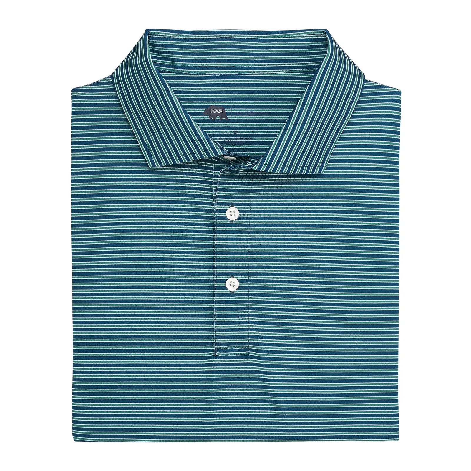 ONWARD RESERVE Men's Polo Onward Reserve Trophy Stripe Performance Pique Polo - Blue Wing Teal