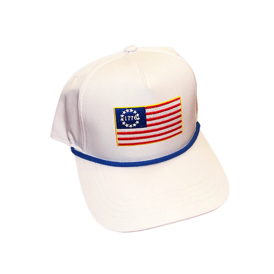 PEACH STATE PRIDE Men's Hats WHITE Peach State Pride 1776 Betsy Ross Flag 5 Panel Performance Hat 76FWH5PH