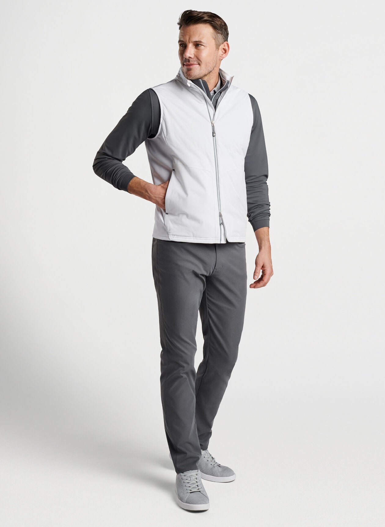 PETER MILLAR Men's Outerwear WHITE / M Peter Millar Fuse Elite Hybrid Vest || David's Clothing MF23EZ46WHT