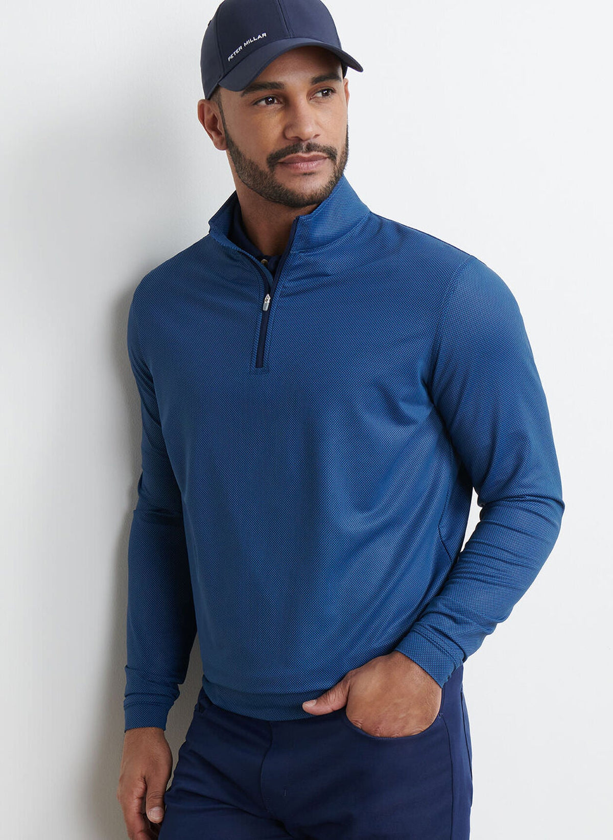PETER MILLAR Men's Pullovers Peter Millar Perth Birdseye Performance Quarter-Zip