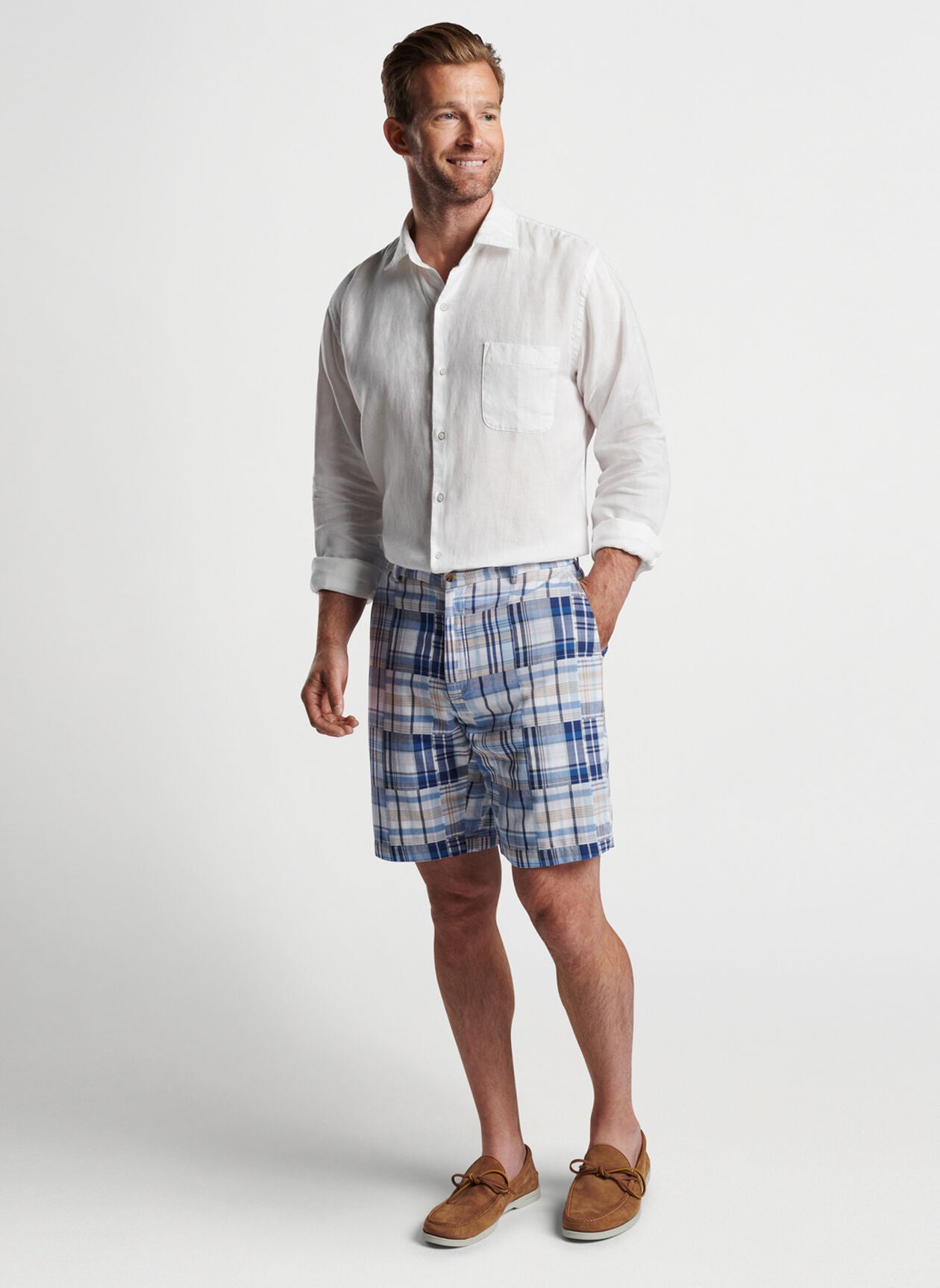 PETER MILLAR Men's Sport Shirt WHITE / M Peter Millar Coastal Garment Dyed Linen Sport Shirt || David's Clothing MS24W60LTFW