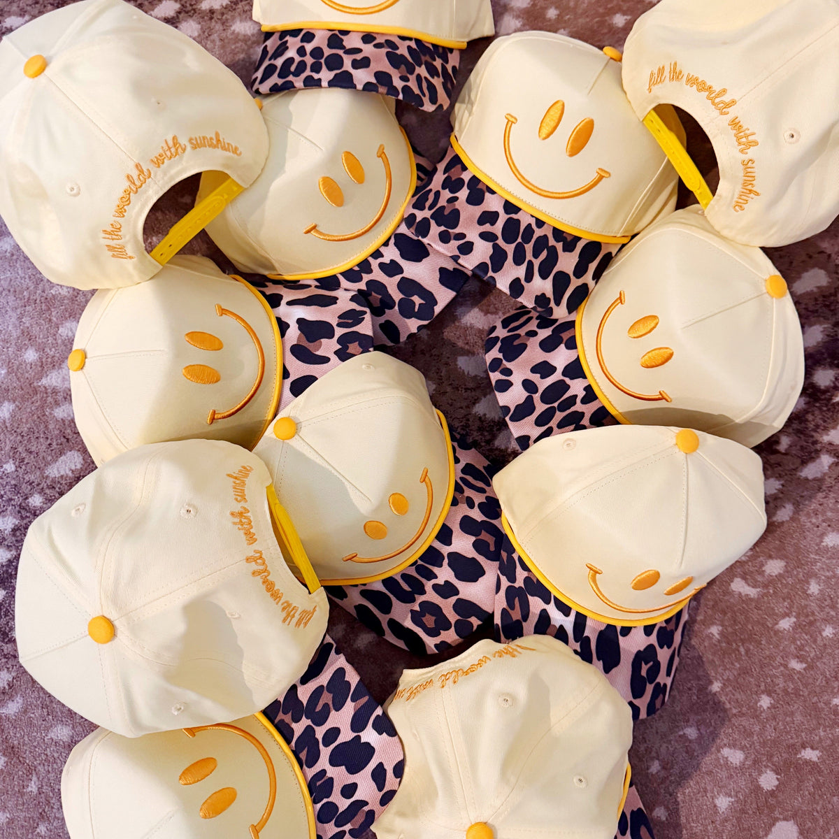 POPPY & PINE Women's Hat LEO/YELLOW Poppy & Pine Fill the World with Sunshine Smiley Hat SMILEY