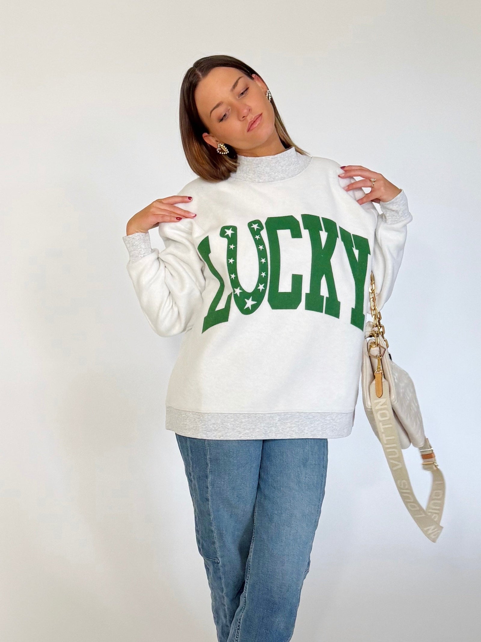 POPPY & PINE Women's Sweatshirt Poppy & Pine Lucky 2-Sided Mock Sweatshirt