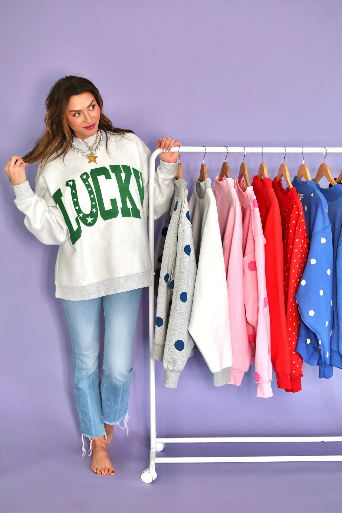 POPPY & PINE Women's Sweatshirt Poppy & Pine Lucky 2-Sided Mock Sweatshirt