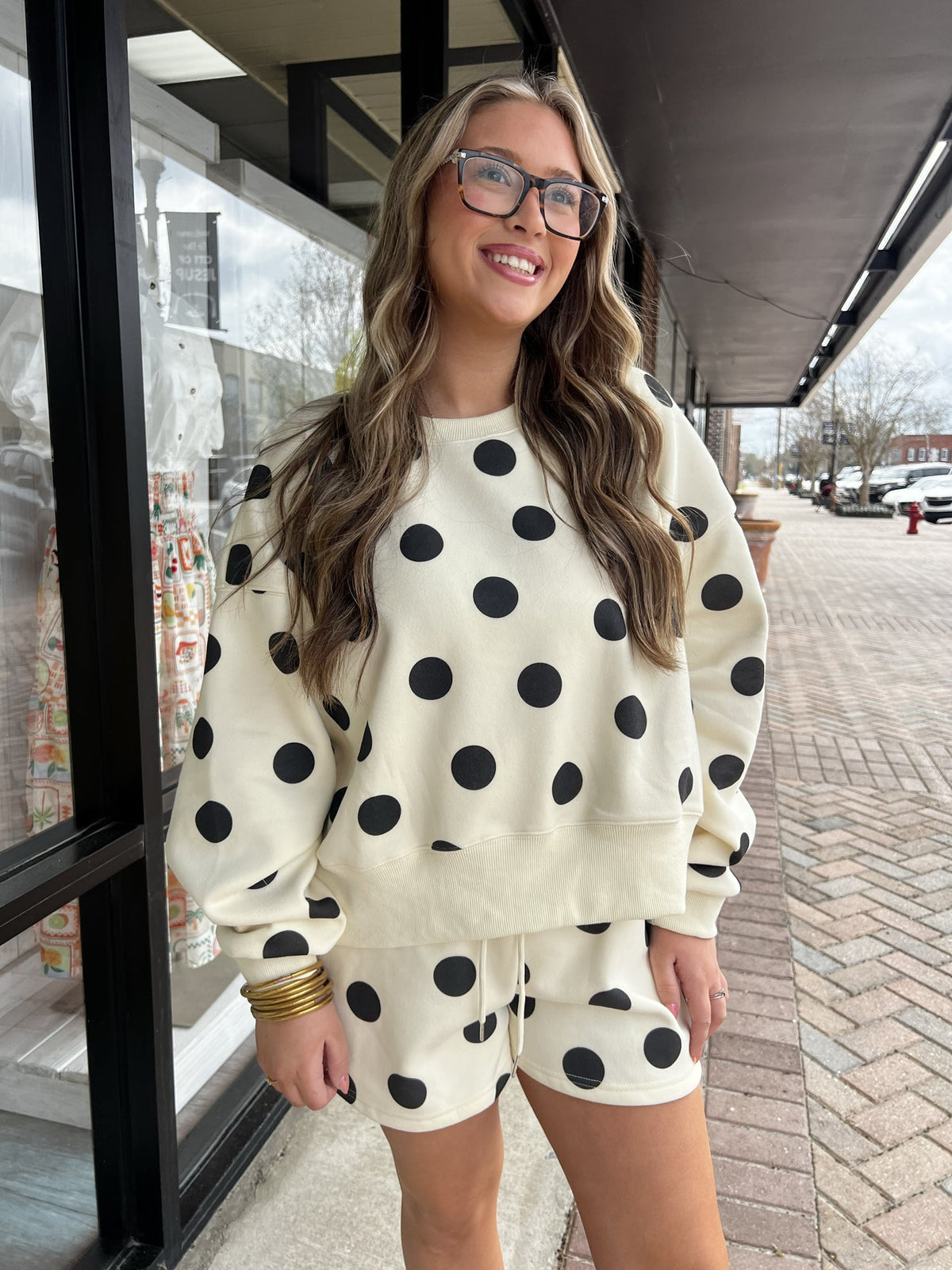 POPPY & PINE Women's Top Poppy & Pine Polka Dot Crop Sweatshirt