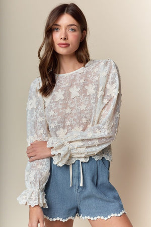 RARERAW Women's Top Daisy Garden Lace Top