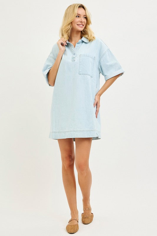 Risen Jeans Women's Dresses Risen Jeans Short Sleeve Shirt Dress
