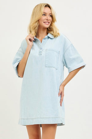 Risen Jeans Women's Dresses Risen Jeans Short Sleeve Shirt Dress