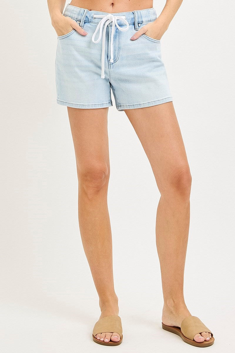Risen Jeans Women's Shorts Risen Jeans Elastic Band Slouchy Front Tie Detail Shorts