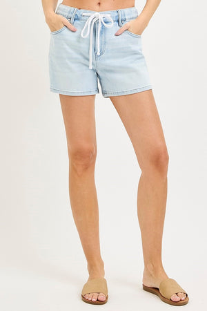 Risen Jeans Women's Shorts Risen Jeans Elastic Band Slouchy Front Tie Detail Shorts