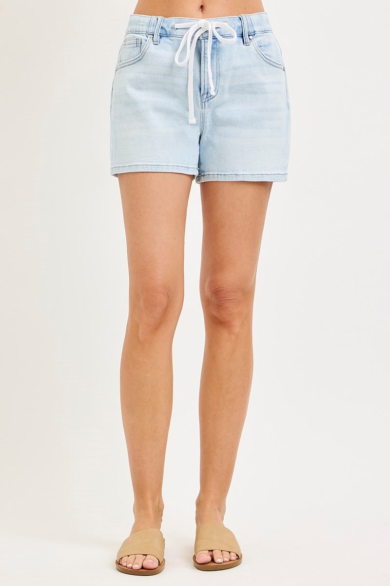 Risen Jeans Women's Shorts Risen Jeans Elastic Band Slouchy Front Tie Detail Shorts