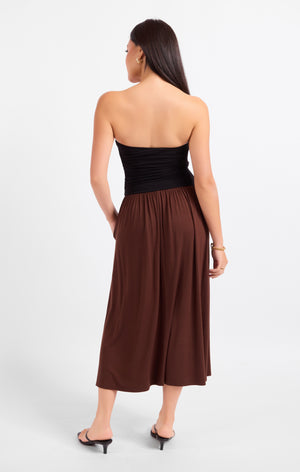 SADIE AND SAGE Women's Dresses Sadie And Sage Hot Coffee Strapless Midi Dress